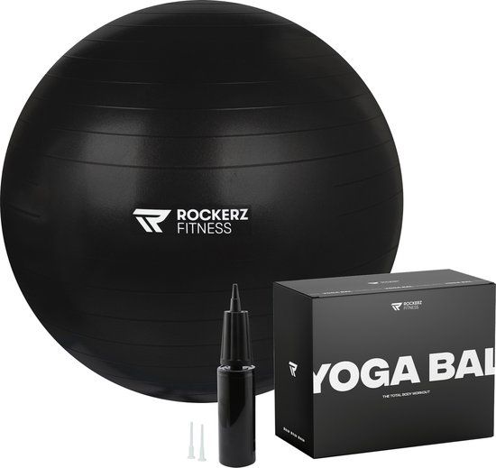 Rockerz Deluxe Yoga bal inclusief pomp - 65 cm - Zwart