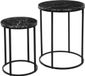 H&S Collection Table d'appoint 2 pièces aspect marbre noir MDF/métal 40x40x50,5 cm