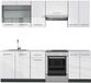 Vicco Fame-Line Unité de cuisine complète – 240 cm, WB Marbre Blanc laqué/anthracite