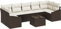 vidaXL Bankstel 8-delig Bruin en Crème Polyrattan