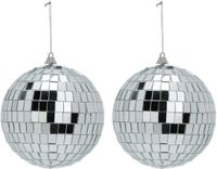 Inge Christmas Decor Disco kerstbal - 2x - zilver - D11 cm