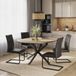 Vicco Eettafel set Loyd Eiken rustiek/Zwart 120 x 120 cm met 4 eetkamerstoelen, zwart