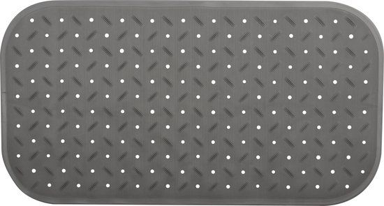 MSV Anti-Slip Bath Mat - Rubber - Dark Grey - 36 x 76 cm