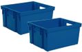 EDA Opbergkrat stapelbaar - 5x - kunststof - 30 Liter - L44 x B35 x H24 cm - blauw