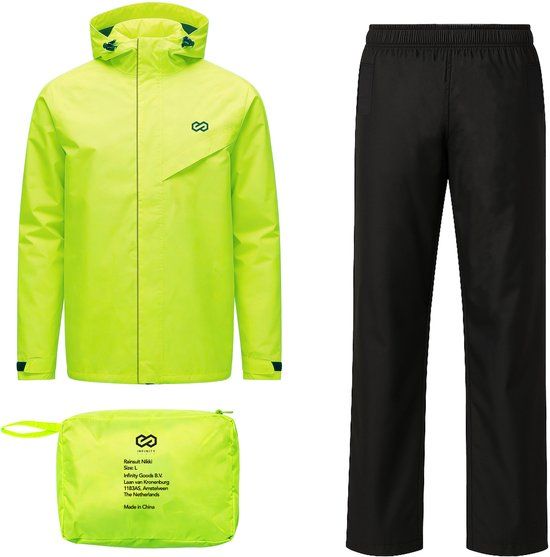 Infinity Goods Regenpak Nikki - Dames & Heren - Maat XL - Waterdicht & Ademend - Reflecterend - Fluo Geel