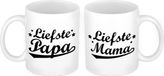 Bellatio Decorations Liefste papa en mama mok - Cadeau beker set voor Papa en Mama - Moederdag en Vaderdag cadeautje