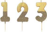 Talking Tables - Gouden glitter cijfer kaars - Verjaardag - Goud