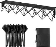 Vevor Klapbank, Bierbank, Tuinbank, Campingbank, Opvouwbare Camping 6-zits, Zwart