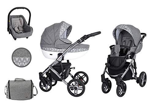 Lux4Kids Kinderwagen 3in1 2in1 Isofix kinderwagen set + accessoires Kleurselectie Mila Premium Silver van ChillyKids Grey 015 2in1 zonder autostoel