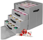Merkloos Relaxdays Kerstballen opbergbox met lades, voor 64 ballen, grijs