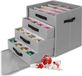 Merkloos Relaxdays Kerstballen opbergbox met lades, voor 64 ballen, grijs