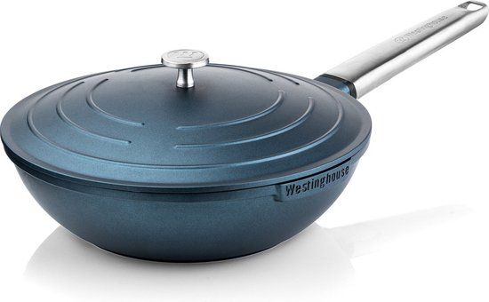 Westinghouse Performance Series - Wokpan Inductie 28cm - Blauw - Met Deksel - Geschikt voor Alle Warmtebronnen