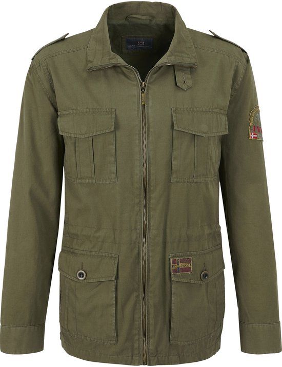 Jan Vanderstorm Heren Militair Jack - 58 - Olijfgroen - Plus Size