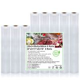 KitchenBoss Vacuümzakken, vacuümzakken, levensmiddelenvacuümfolierollen: BPA-vrij, sous vide zak, folierollen voor vacuümverpakker, 8 rollen, 20 x 3/28 x 5/300 cm