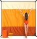 Thijox - Tapis de plage résistant au sable 280x300 cm, imperméable, doux, confortable et durable, larges rayures, léger et compact pour pique-nique, camping et, orange