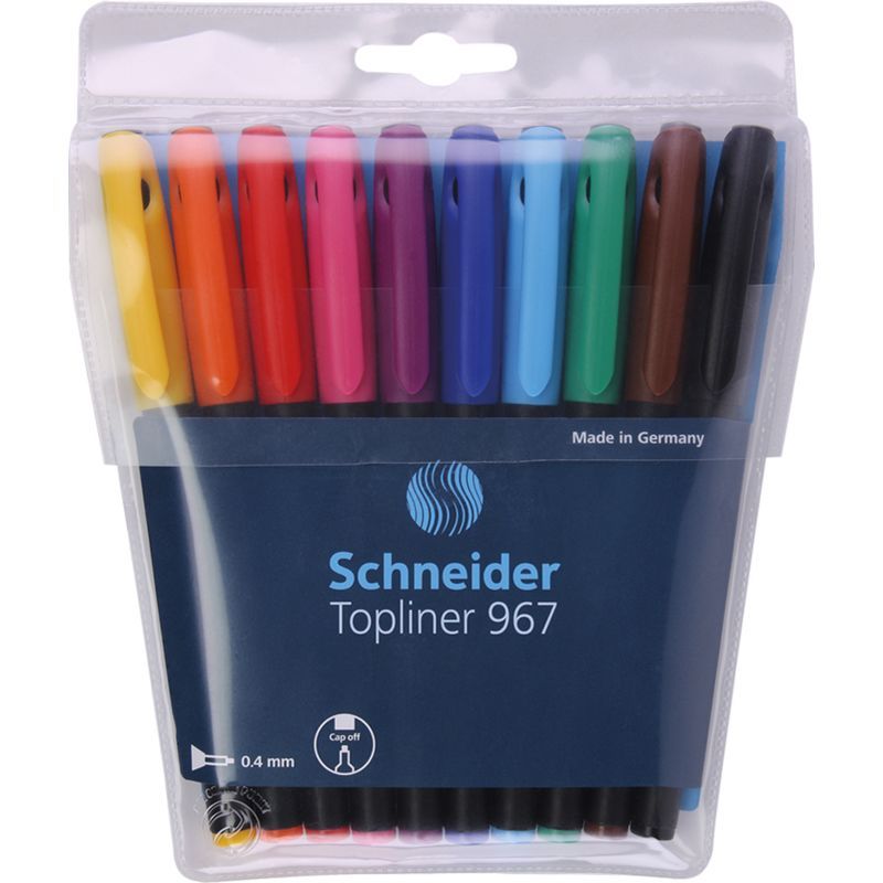 Schneider Topliner 967 - Fijnschrijvers - Zwart - 10 stuks