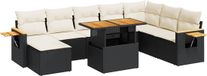 vidaXL 9-delige dining loungeset met kussens polyrattan acacia zwart