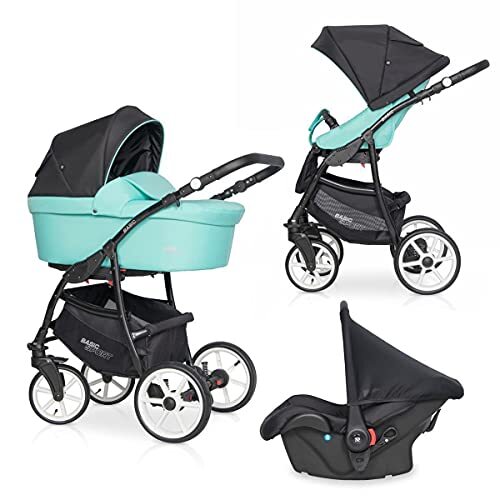 SaintBaby Kinderwagen babyzitje 3-in-1 en Isofix 4-in-1 optioneel Basic Sport by Ceramic Green 02 2in1 zonder babyzitje