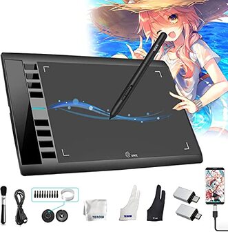 Ugee M708V2 Android Grafische tablet - 8192 stylus - 8 express-toetsen - Mac/Windows