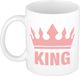 Bellatio Decorations Cadeau King mok - wit met roze bedrukking - 300 ml keramiek