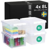 SmartStore 8L Transparante Opbergdozen met Deksel - Set van 4