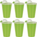 Juypal Hogar Juypal Drinkbeker met deksel en rietje - 12x - groen - kunststof - 450 ml