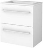 Basic Line Start 39 Badkamermeubelset - Ondiep - 60 x 39 cm - Met Grepen - 2 Lades - Acryl Wastafel - Zonder Kraangat - Ice White