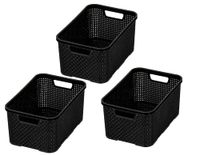 Merkloos BranQ Opbergmand Rotan Design 3 Stuks - Maat S - Zwart