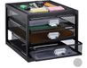 Merkloos Relaxdays Brievenbak A4 met 3 lades - Bureau Organizer - Metaal - Zwart