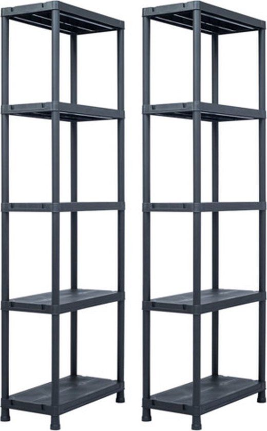 vidaXL Opbergrekken - 5 legplanken - Kunststof - Zwart - 60x30x180 cm