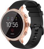 Strap-it Fossil Strap-it Fossil Gen 5e - 42mm siliconen bandje - zwart