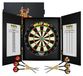 Merkloos Dartkast dartbordkast - Sisal dartbord - 6 dartpijlen - Zwart