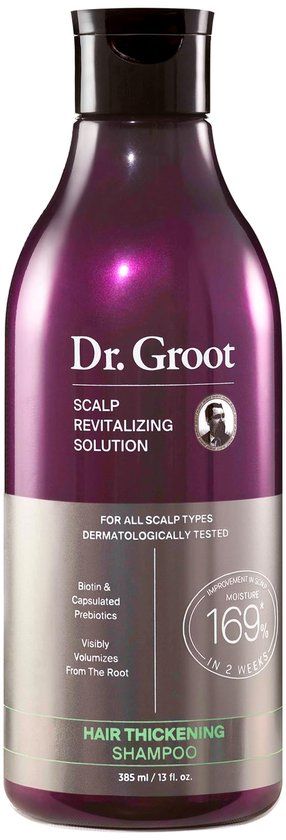 Dr. Groot Scalp Revitalizing Hair Thickening Shampoo with Biotin & Prebiotics – Volumizing Shampoo for Thin & Damaged Hair – 385 ml