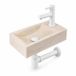Saniclass Fuente Fonteinset - 40x22x10cm - kraangat rechts - fonteinkraan mat wit - afvoerplug - verlaagd sifon - gemeleerd natuursteen