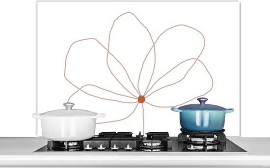 KitchenYeah Spatscherm keuken - Bloem - Natuur - Abstract - Minimalisme - 100x65 cm - Aluminium