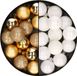 Kaemingk B.V. 28x pièces petites boules de Noël en plastique blanc et or 3 cm