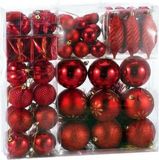 Deuba Kerstboomballen - Set van 103 Kunststoff Matt Glanzend - Rot