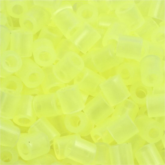 Nabbi Strijkkralen, afm 5x5 mm, gatgrootte 2,5 mm, neon geel (28), medium, 6000stuks