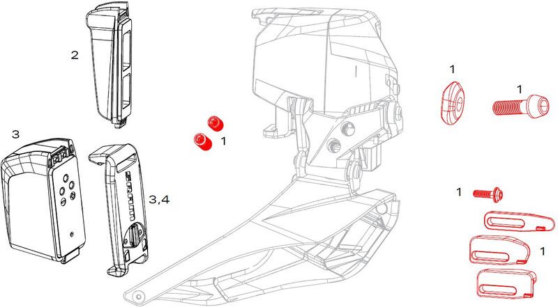 SRAM RED eTap AXS Voorderailleur Reserveonderdelen Set
