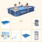 Bestway Rechthoekig Steel Pro Zwembad - 221 x 150 x 43 cm - Blauw