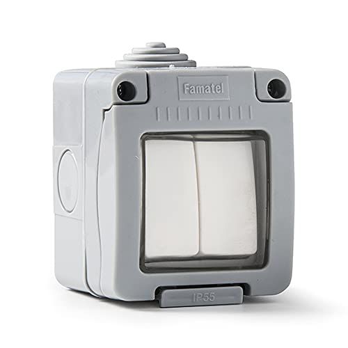 FAMATEL Garden Series - IP55 Waterproof Switch & Push Button Outlet - Gray