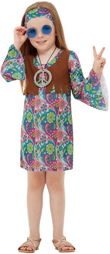 FUNIDELIA Hippie Kostuum Meisjes - Maat 107-113 cm