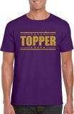 Bellatio Decorations Shoppartners Bv Paars Topper shirt in gouden glitter letters heren - Toppers dresscode kleding M
