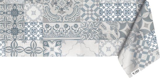 Raved Tafelzeil Barok Tegels - 140x100 cm - Blauw - PVC