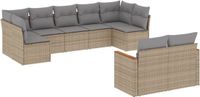 vidaXL 9-delige Loungeset met kussens, polyrattan, gemengd beige