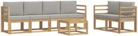 vidaXL Buiten bankenset 7 st Wit en Lichtgrijs Polyester