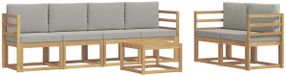 vidaXL Buiten bankenset 7 st Wit en Lichtgrijs Polyester