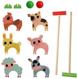 Koopman Houten boerderijdieren, crocketspel speelset voor kinderen.