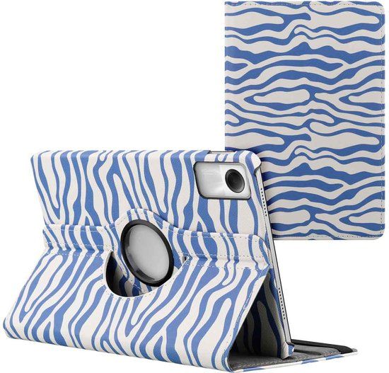iMoshion 360° Draaibare Design Bookcase 2.0 - Xiaomi Redmi Pad SE - White Blue Stripes