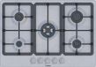 Bosch Serie 4 Cuisinière à gaz, 5 brûleurs, 52 x 75 x 4,5 cm, PGQ7B5K90, Acier inoxydable